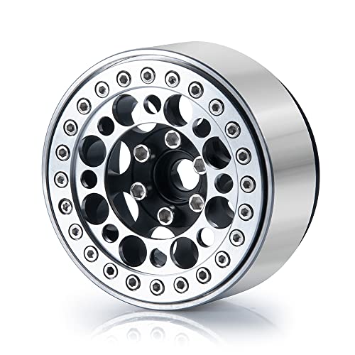 4pcs 2.2inch Aluminum RC Beadlock Wheel Replacement Ring for 1/10 RC Crawler Car 2.2" Wheels Rim (Silver) - color: Silver