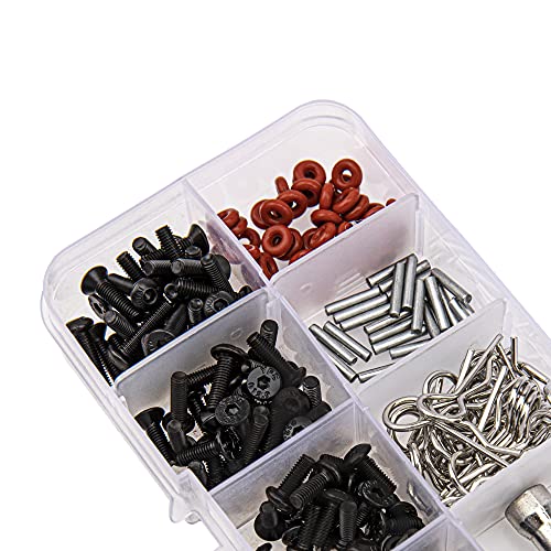 0-14mm RC Expanding Hole Puncher Opener Reamer Tool RC Body Shell Drills Tool & Universal RC Screws Kit,M3 Screws Flat washers R Clips Hexagon Wrench Repair Tool Box with Magnetic Screw Tray
