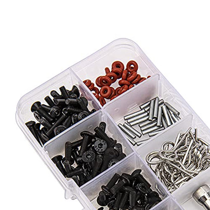 0-14mm RC Expanding Hole Puncher Opener Reamer Tool RC Body Shell Drills Tool & Universal RC Screws Kit,M3 Screws Flat washers R Clips Hexagon Wrench Repair Tool Box with Magnetic Screw Tray