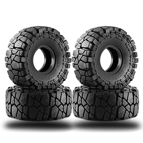 1.9 RC Crawler Tires OD 115mm 1/10 Soft Rubber Mud Grappler Wheels Tyres With Foam For 1/10 Scale Rock Crawler Car Traxxas TRX4 Axial SCX10 II RC4WD D90 TF2 Tamiya Gen8 1.9 Beadlock Rims 4PCS