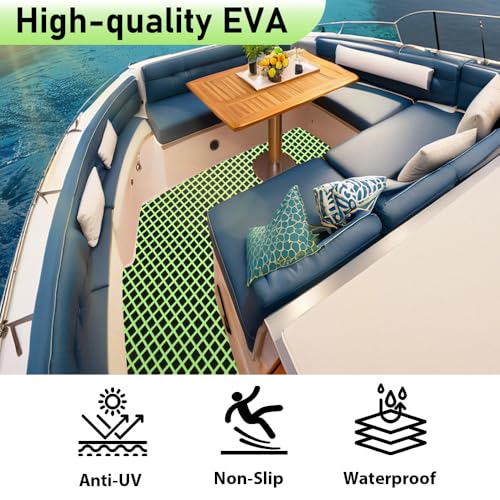 98.4"X43.31" Boat Flooring Self-Adhesive EVA Foam Boat Decking Marine Yacht RV Pool Non-Skid - color: Black and olive green
