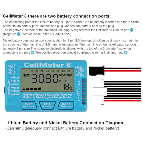 RC Cellmeter 8 Digital Battery Capacity Checker Controller Tester Voltage Tester for LiPo Life Li-ion NiMH Nicd Cell Meter (8 in 1 cellmeter)