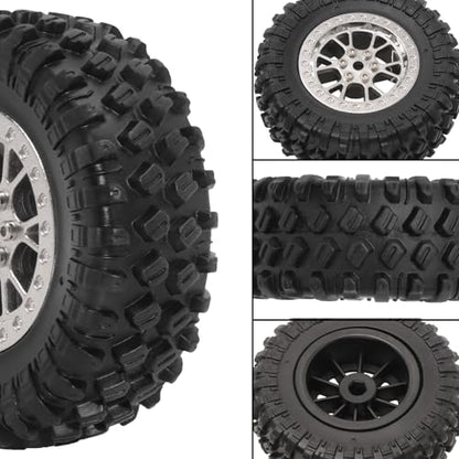 RC Tires & Wheels Set, 70x25mm Soft Rubber Tires with Foam Inserts, 5mm HexPlastic Beadlock Rims for 1/12 MN D90/D91/MN98/MN99S & 1/16 WPL C14/C24/C54/C64/C74/B16/B36 (B；Silevr) - color: B；silevr