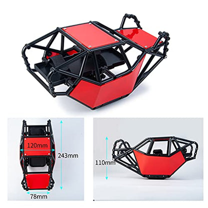 RC Roll Cage Rock Buggy Body Shell for 1/10 Axial SCX10 ll 90046 RC Crawler Car Buggy (Red) - color: Red