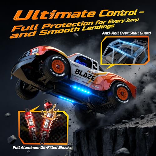 DEERC 1205 1/14 Brushless RC Car for Adults,Remote Control Drift Truck | Off-Road RC Truck,Max 43 mph,Waterproof Monster Truggy,4x4 All Terrain RC Drift Car for Boys 8-12,3S Lipo Compatible - style: 1/14 Red