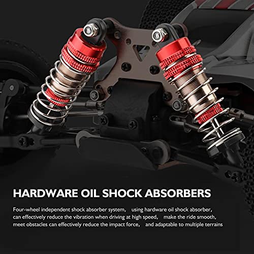GoolRC WLtoys 144001 RC Car, 4WD 2.4GHz 60km/h High Speed Remote Control Car Off-Road RC Trucks, 1:14 Scale RC Buggy with RTR Aluminum Alloy Chassis 550 Motor Gifts for Adults (Red) - color: Red