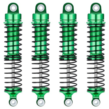 Aluminum Shocks Long Threaded Shock Absorber Front & Rear Full Metal Oil Damper Set Compatible with Traxxas 1/18 LaTrax Teton Desert Prerunner, Replace Parts 7660 7665(4-Pack) (Green) - color: Green