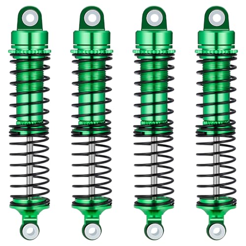 RC Shocks Absorber Assembled for 1/18 LaTrax Teton Desert Prerunner | Aluminum Long Threaded Shock Absorber Front & Rear Full Metal Oil Damper Set, Replace Parts 7660 7665(4-Pack) (Green) - color: Green