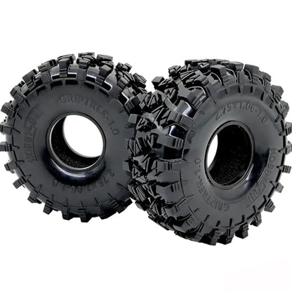 HOBBYSOUL 70mm Griptrek RC 1.0" Crawler Tires 4-Pack for SCX24 TRX4M | Super soft sticky mud tires, For 1/24 SCX24 & 1/18 TRX4M High Trail micro RC crawlers Upgrades - size: 1.0 tires - 70mm Tall