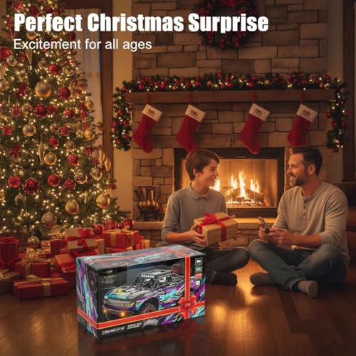 1/16 Hobby RC Race Truck, 30 MPH High Speed Remote Control 4WD Car, All Terrain Rock Crawler Truck for Boys 4X4 Off-Road Racing Car with 2 Batteries