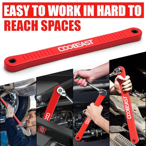 3/8" Offset Extension Wrench Impact Ready Socket Wrench Extender Tool（Red） | Versatile 1/4",3/8", 1/2" Square Drive Adapters,Universal Extensions Wrench,0° Swing Extender,for Small Place - color: Red