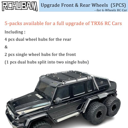 RCHUBAM 1.9" Dually Beadlock Wheel Rims for SCX10 TRX-4 TRX6 G63 6-Wheel | 5PC Aluminum Wheel Hubs,1/10 RC Hauler Crawler Truck Car Upgrade Part - style: 5PCS