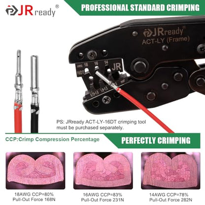 JRready Deutsch DT Connector Terminal Kit Size 16,Male Pins 1060-16-0122 / Female Sockets 1062-16-0122 Open Barrel Style Contacts for Wire Gauge 14-18AWG,ST6255-100 Stamped & Formed Contacts - size: #16 Stamped Contacts(14-18AWG) 13A (Max)