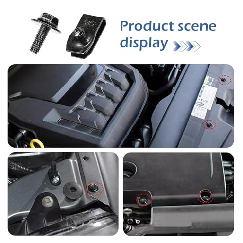 SLIMI 100 PCS Car Body Screws and Bolts, Bumper Fender Screws Bolts Set, Splash Shield Retainer U-Nuts Kit, Universal Engine Chassis Nut/Body Clamp, for Most Cars, SUVs, Trucks (Black)