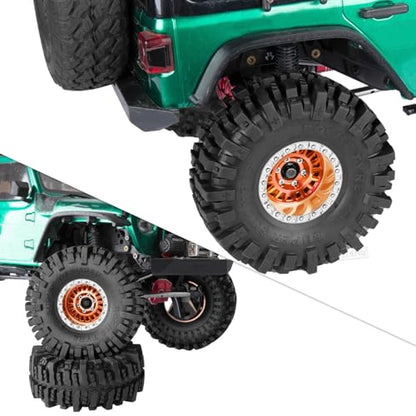 Rc 1.9 Inch Wheel Rims & Tires Wheels for 1/10 RC Crawler Car SCX10 SCX10 II SCX10 III 90046 TRX6 TRX4 D90 VS4-10 Gen8 MST CFX,Aluminum RC 1.9 Beadlock Tires Wheel,Orange - color: Orange (1.9 Tires Wheels)
