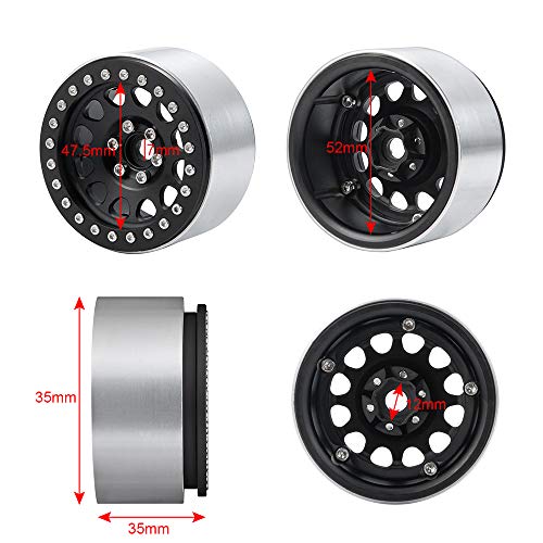 Aluminum 2.2" RC Beadlock Wheels 35mm for 1:10th Crawler Car 4PCS
