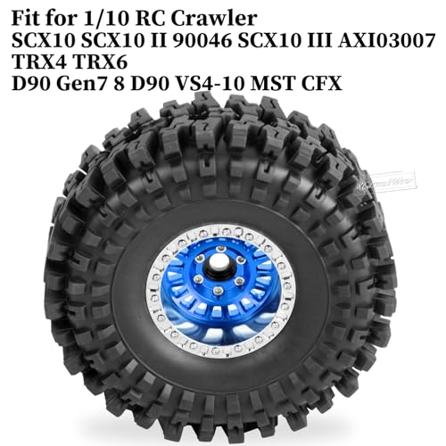 1.9" Beadlock rc Wheels and Tires for 1/10 RC Crawler TRX4 TRX6 SCX10 90046 AXI03007 VS4-10 Gen8 MST CFX D90,Aluminium 1.9 Beadlock Wheel 1.9 RC Tire,4pcs,Navy Blue - color: Navy Blue(4pcs)