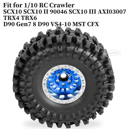 1.9" Beadlock rc Wheels and Tires for 1/10 RC Crawler TRX4 TRX6 SCX10 90046 AXI03007 VS4-10 Gen8 MST CFX D90,Aluminium 1.9 Beadlock Wheel 1.9 RC Tire,4pcs,Navy Blue - color: Navy Blue(4pcs)