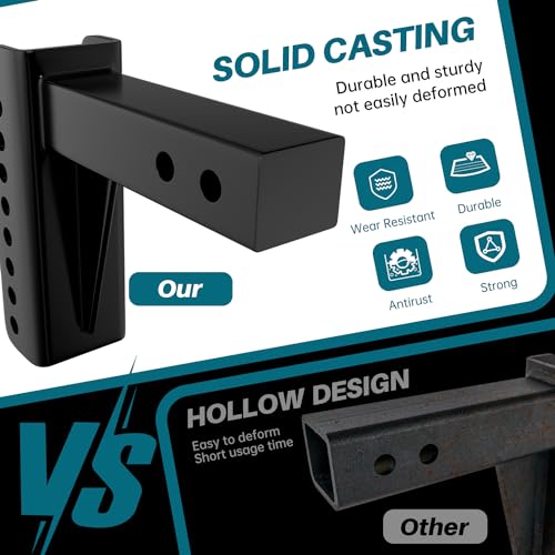 Replacement Shank for Adjustable Trailer Hitch Ball Mount - Fits 2'' Receiver, 6 Inch Drop/Rise Drop, DIY Your Adjustable Shank Tube with 99001、99002、99003、99004、99005 - color: 2'' Receiver 6'' Drop Hitch