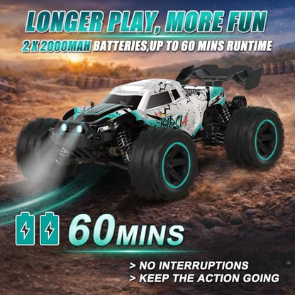 1/14 Fast RC Cars for Adults and Boys, 50 KPH 4WD Offroad RC Truck | All Terrain High Speed Hobby Remote Control Car, 60 Mins Runtime,2 Rechargeable Batteries