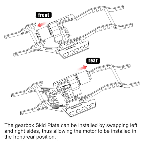 Alum LCG Chassis & Brass Skid Plate, 12° Angled 133mm Wb for SCX24 | Supports Multi-point Shock Installation, Integrated Bracket, For SCX24 Bronco JLU C10 4Runner