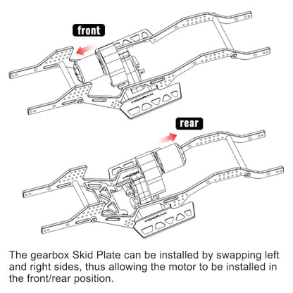 Alum LCG Chassis & Brass Skid Plate, 12° Angled 133mm Wb for SCX24 | Supports Multi-point Shock Installation, Integrated Bracket, For SCX24 Bronco JLU C10 4Runner