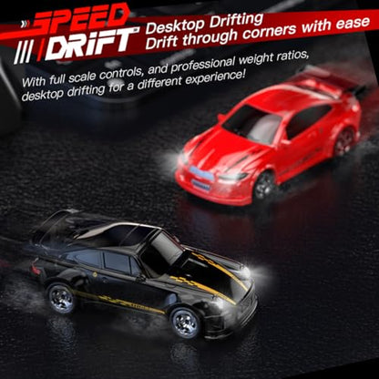 KF20 1:64 Scale Mini Drift RC Car with Full Proportional RTR 2.4GHZ Remote Control for Desktop Racing (RED) - color: Red