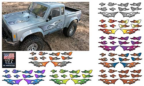 RC car Truck - Tribal Flames - 10pc Body Decal kit - Universal for Arrma Losi HPI Axial Traxxas Redcat Tekno 1/10 1/8 Scale Rock Crawler Stickers (Grey) - color: Grey