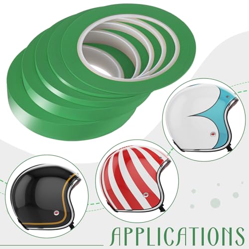 Xuniea 5 Rolls Fine Line Vinyl Tape, 1/16, 1/8, 1/4, 1/2, 3/4 Inch, Green | Masking Tape Automotive Car Auto Paint for Curves, High Temperature Vinyl Low Tack - color: Green, size: 1/16, 1/8,1/4, 1/2, 3/4 Inch