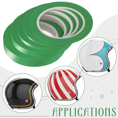 Xuniea 5 Rolls Fine Line Vinyl Tape, 1/16, 1/8, 1/4, 1/2, 3/4 Inch, Green | Masking Tape Automotive Car Auto Paint for Curves, High Temperature Vinyl Low Tack - color: Green, size: 1/16, 1/8,1/4, 1/2, 3/4 Inch