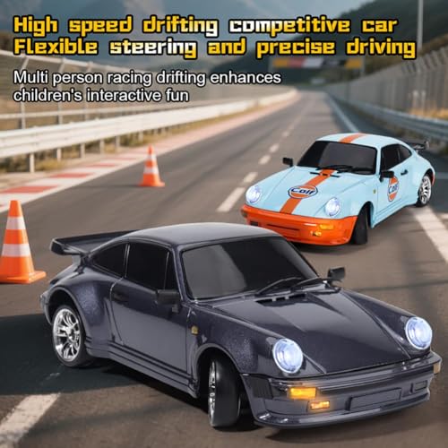 LDRC 1898 1:18 RC Drift Car 911 2.4GHz RWD with Gyroscope on-Road Alloy Body Shell Racing Cars Radio Control (Purple)