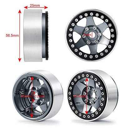 4pcs Aluminum Alloy 1.9" Beadlock Wheels Rims for 1/10th RC Crawler Car Axial SCX10,SCX10 II,TRX4 (Titanium) - color: Titanium