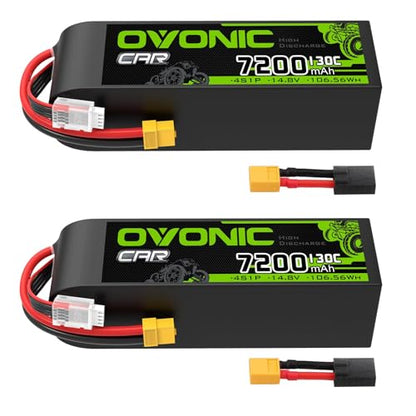 OVONIC 4S LiPo Battery 7200mAh 14.8V 130C RC Battery with XT60 to TRA Connector