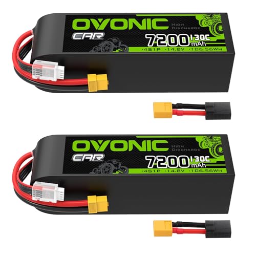OVONIC 4S LiPo Battery 7200mAh 14.8V 130C RC Battery with XT60 to TRA Connector