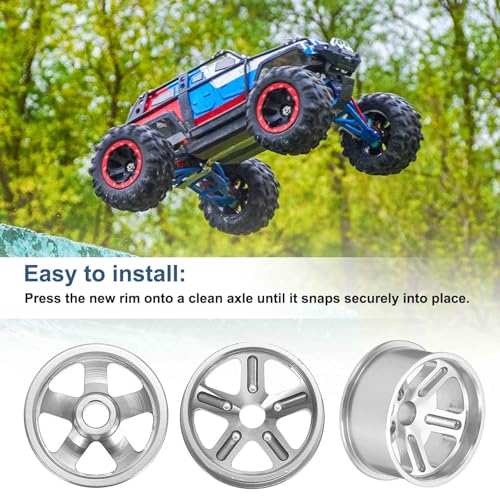 MECCANIXITY 4Pcs RC Car Wheel Rims, 20.5mm Dia 5-Spoke Silver Aluminum Alloy Wheel Rims Hex Hub for HSP RC Drift Racing Touring Car - color: Silver, size: 20.5mm Dia