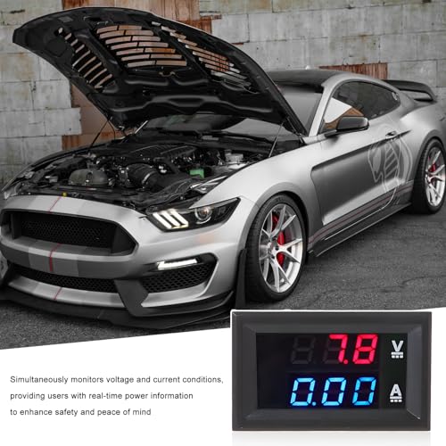 2 PCS 0.28" Digital Voltmeter Ammeter, DC 0-100V 10A Amp Volt Meter Gauge with Connect Wires, Mini Dual LED Display Panel Current Voltage Monitor Tester for EV Cars Boats