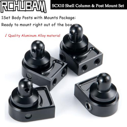RCHUBAM 4PCS Body Post Mounts with Clips for 1/10 Axial SCX10 PRO AXI03028 | Aluminum Alloy Body Post Mount & Body Posts,RC Crawler Upgrade Parts