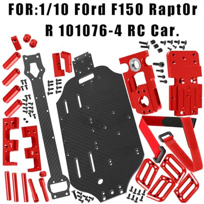 RC Upgrades Parts for 1/10 F0rd F15O Rapt0r R 101076-4,RC Carbon Fibre Chassis Protect Armor Skid Plate Guard Hops Up,Red - color: Red（for 1/10）