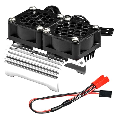 380 Motor Heatsink with Dual Cooling Fans, 28000RPM Aluminum Heat Sink Cooler for 380 390 Size Motors, JST Plug Cooling Upgrade for 1/16 1/18 RC Cars HSP HPI Wltoys Himoto Redcat Silver - color: Silver, size: Dual Fan