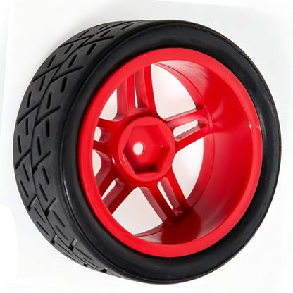 1/10 RC Rally Street Tires OD 65mm with 12mm Hex Hard Plastic Wheels for 1:10 1/12 On Road Drift Touring Car Tamiya TT01 TT02 Traxxas XV02 XV01 TA06 HPI KYOSHO PTG2 A959 4PCS (Red) - color: Red