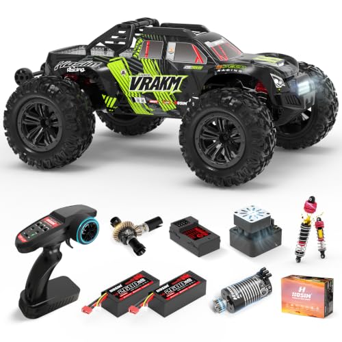 Hosim 1/10 Fast Brushless RC Cars for Adults & Boys 68+ KM/H | Off-Road 4X4 Remote Control Car, RTR Monster Truck, Waterproof All Terrain Hobby RC Truck Toy Gift with Two 2600mAh Lipo