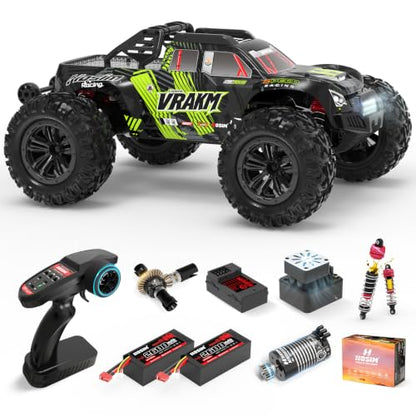 Hosim 1/10 Fast Brushless RC Cars for Adults & Boys 68+ KM/H | Off-Road 4X4 Remote Control Car, RTR Monster Truck, Waterproof All Terrain Hobby RC Truck Toy Gift with Two 2600mAh Lipo