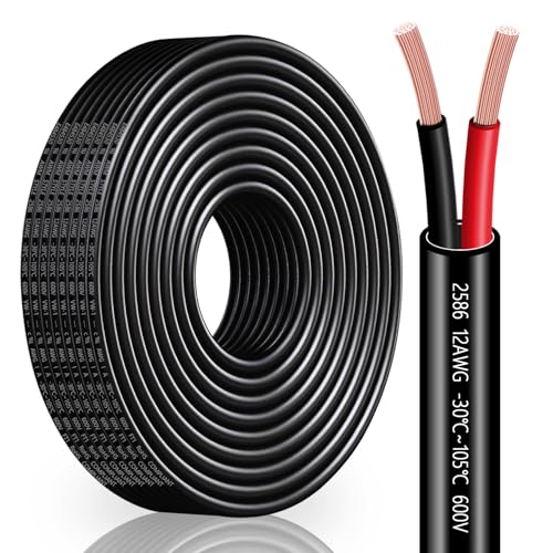 12 Gauge Wire 2 Conductor 12 AWG Electrical Wire Stranded PVC Cord Oxygen-Free Copper Cable 50FT Pure Copper Electrical Wire Cord for LED Lamp Lighting Strips Automotive (12AWG-2C, 50FT)… - size: 50FT, style: 12AWG-2C