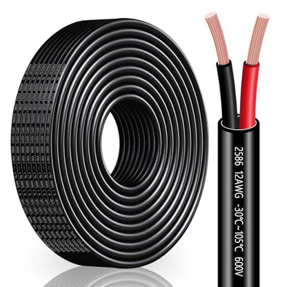 12 Gauge Wire 2 Conductor 12 AWG Electrical Wire Stranded PVC Cord Oxygen-Free Copper Cable 50FT Pure Copper Electrical Wire Cord for LED Lamp Lighting Strips Automotive (12AWG-2C, 50FT)… - size: 50FT, style: 12AWG-2C