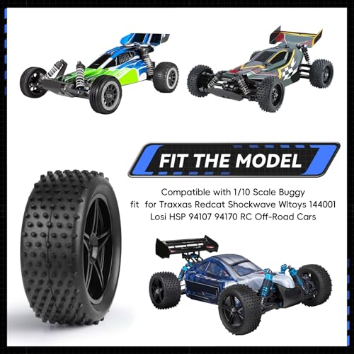 RC Buggy Wheels and Tires 12mm Hex Hubs for HSP 94107 94170 94155 94177 Traxxas Bandit Redcat Shockwave Wltoys 144001 1/10 Off-Road Rally Racing Car