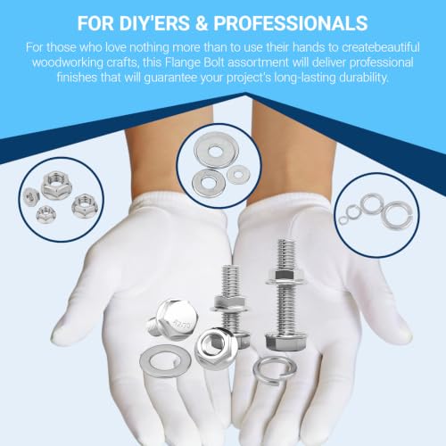 284Pcs M6/M8/M10 Flange Bolt Nut Washer Kit | 12-30mm Hex flange screws. Flat & lock washers included. 304SS rust-proof. Ideal for automotive and machinery repair. - color: 284pcs M6 M8 M10