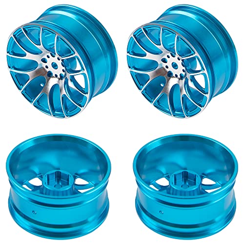 4Pack HIRCQOO Metal Wheel Rims 12mm Hex Hub Compatible with 1/10 On-Road Racing Touring Drift Car Tamiya TT-01 Kyosho RedCat Sakura D4 XIS HSP 1/10 RC Scales,Width 26mm (Blue) - color: Blue