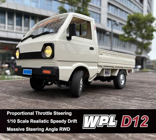WPL D12 RC Kei Truck 1/10 Scale RC Car Remote Control Drift Car | Off Road Pickup RTR 2.4GHz Rear Wheel Drive 260 Motor Full Proportional Hobby Toy Adult 2 Batteries