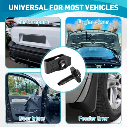 50Pcs M6-1.0 Automotive Body Bolts & U-Nut Clips Kit | Universal Carbon Steel Nuts with 10mm Hex Head Screws, Fender Liner Screw for Engine Splash Shield Underbody Cover - color: Black-M6