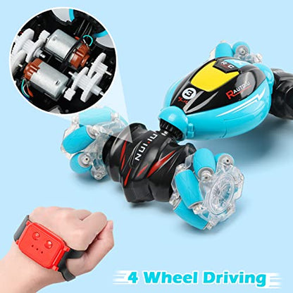 DDAI Gesture Sensing RC Stunt Car, 2.4GHz 4WD Hand Controlled & Remote Control Transforming Vehicle with 360° Flips, Birthday Toy Gifts for Boys Ages 6-12